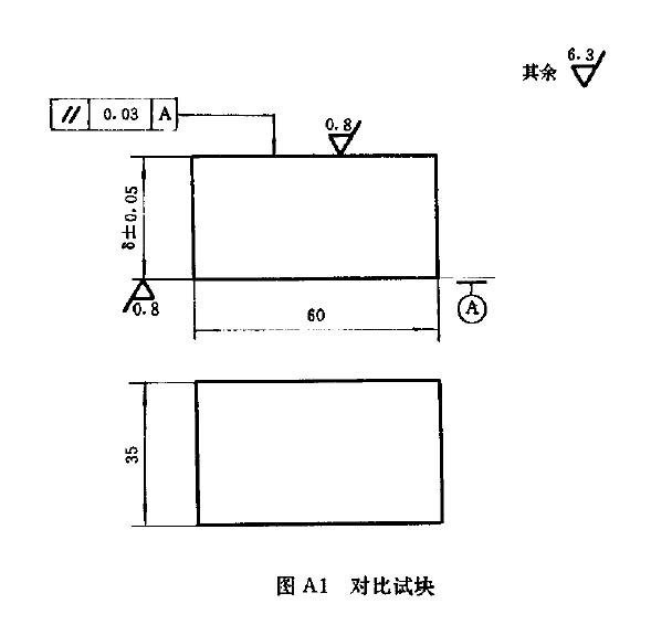 形狀和尺寸形狀和尺寸見圖Al. 厚度B 應(yīng)與被測工件的厚度一致